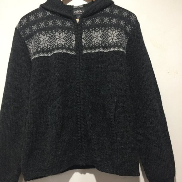 WOOLRICH KNIT WOOL HOODED SWEATER CARDIGANS SIZE XL - Picture 1 of 6